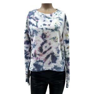 Isa & Ella Tie-Dye Long Sleeve Crewneck Boxy Fit Crop‎ Sweatshirt Cotton Women L